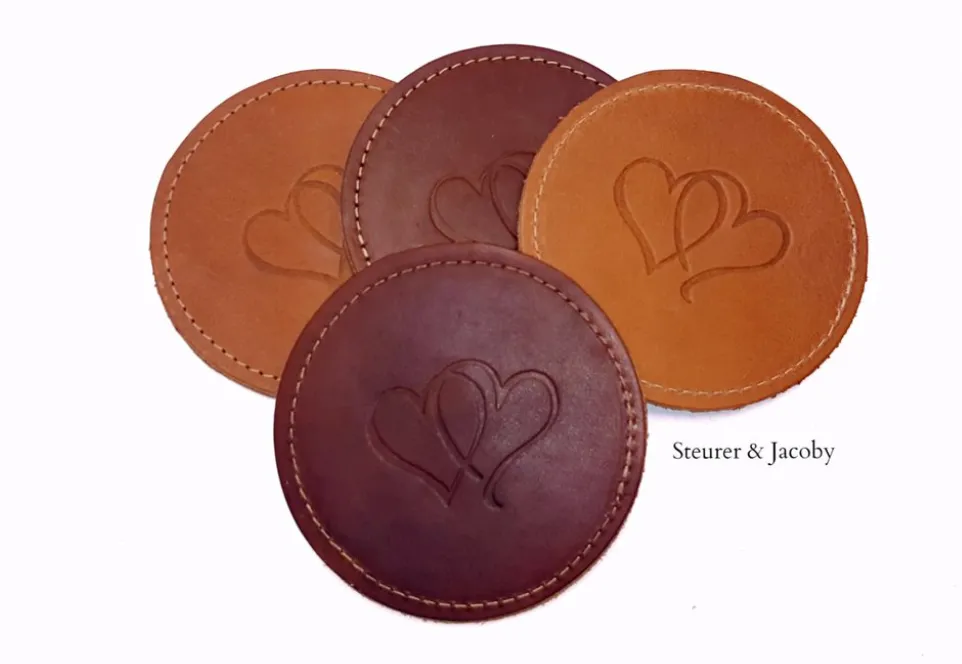 Handcrafted Leather Coasters- Round