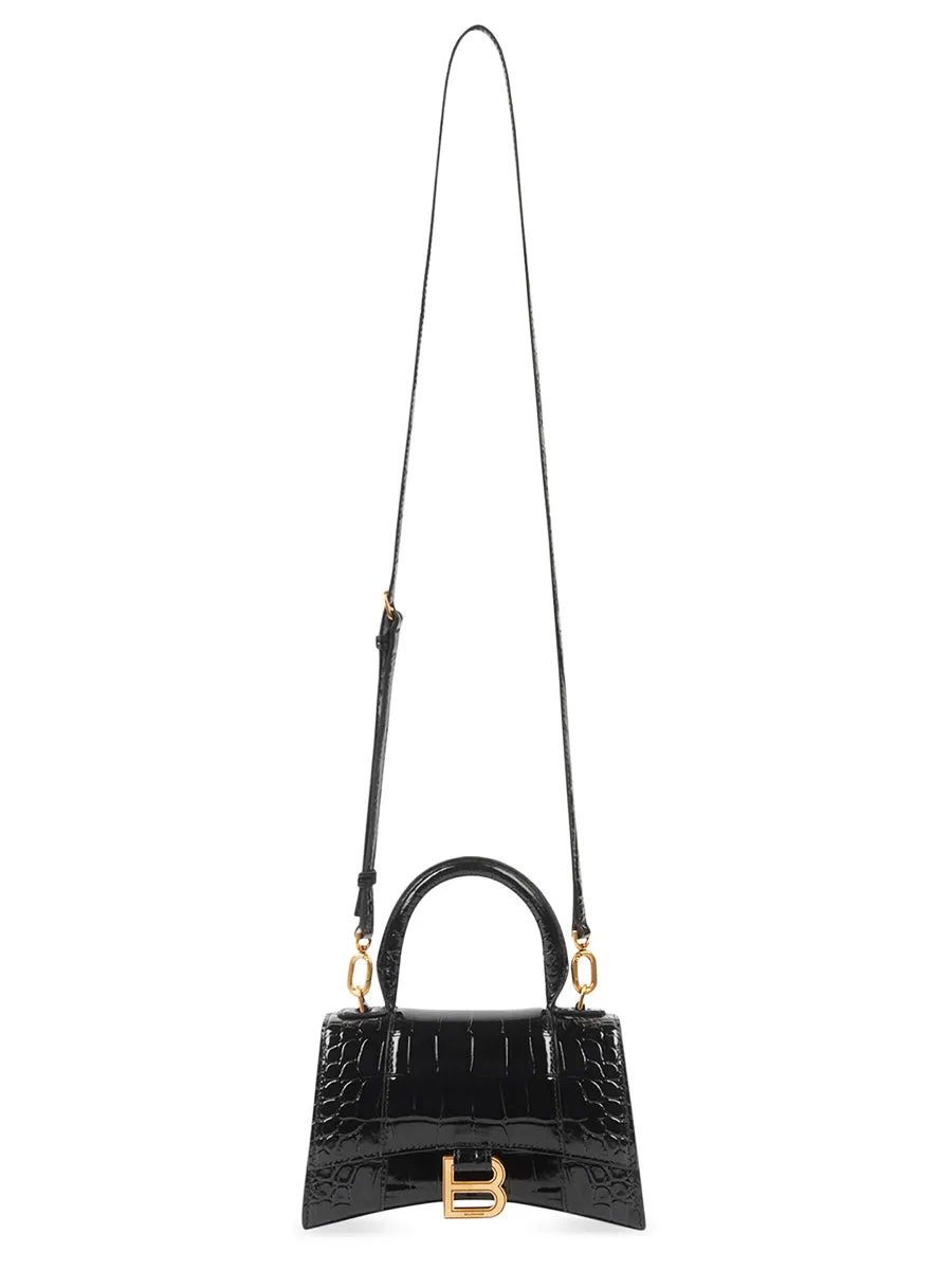 Hourglass XS Handbag Crocodile Embossed In Black