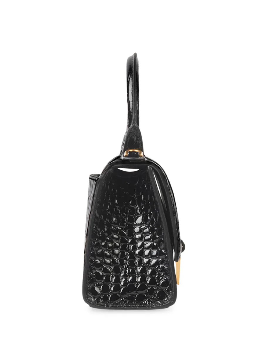 Hourglass XS Handbag Crocodile Embossed In Black