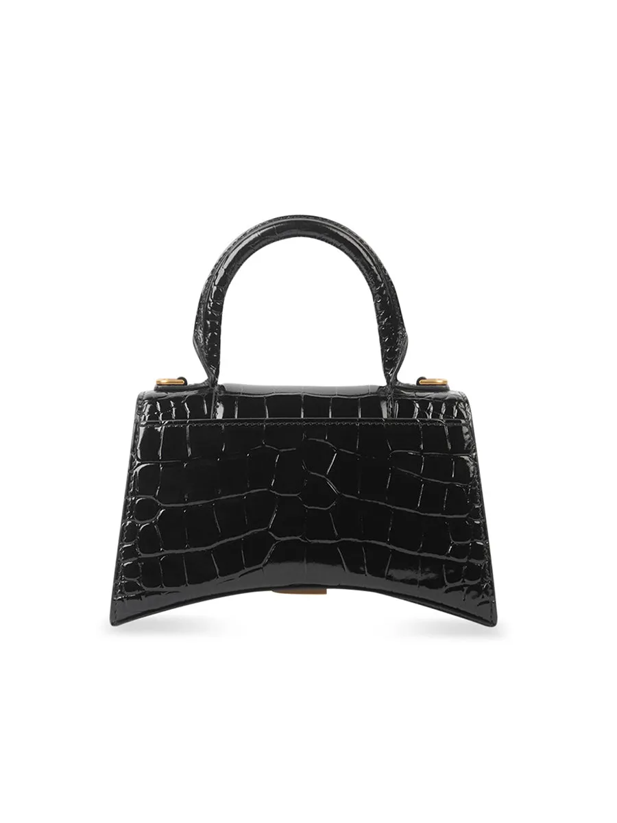 Hourglass XS Handbag Crocodile Embossed In Black