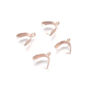 Ice-Pick Pinch Bails, 304 Stainless Steel, Rose Gold, 13x5mm