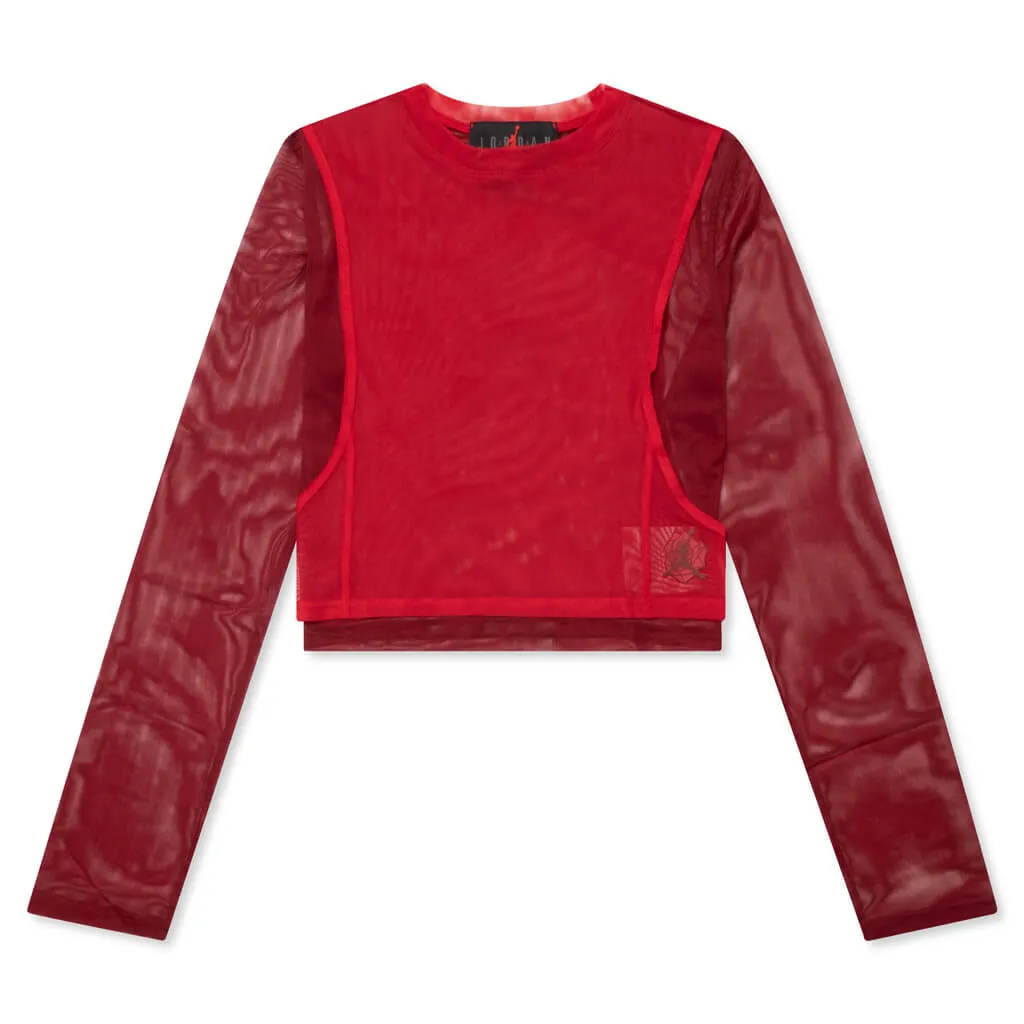 Jordan x Teyana Taylor Women’s Long-Sleeve Mesh Top - Gym Red/Team Red