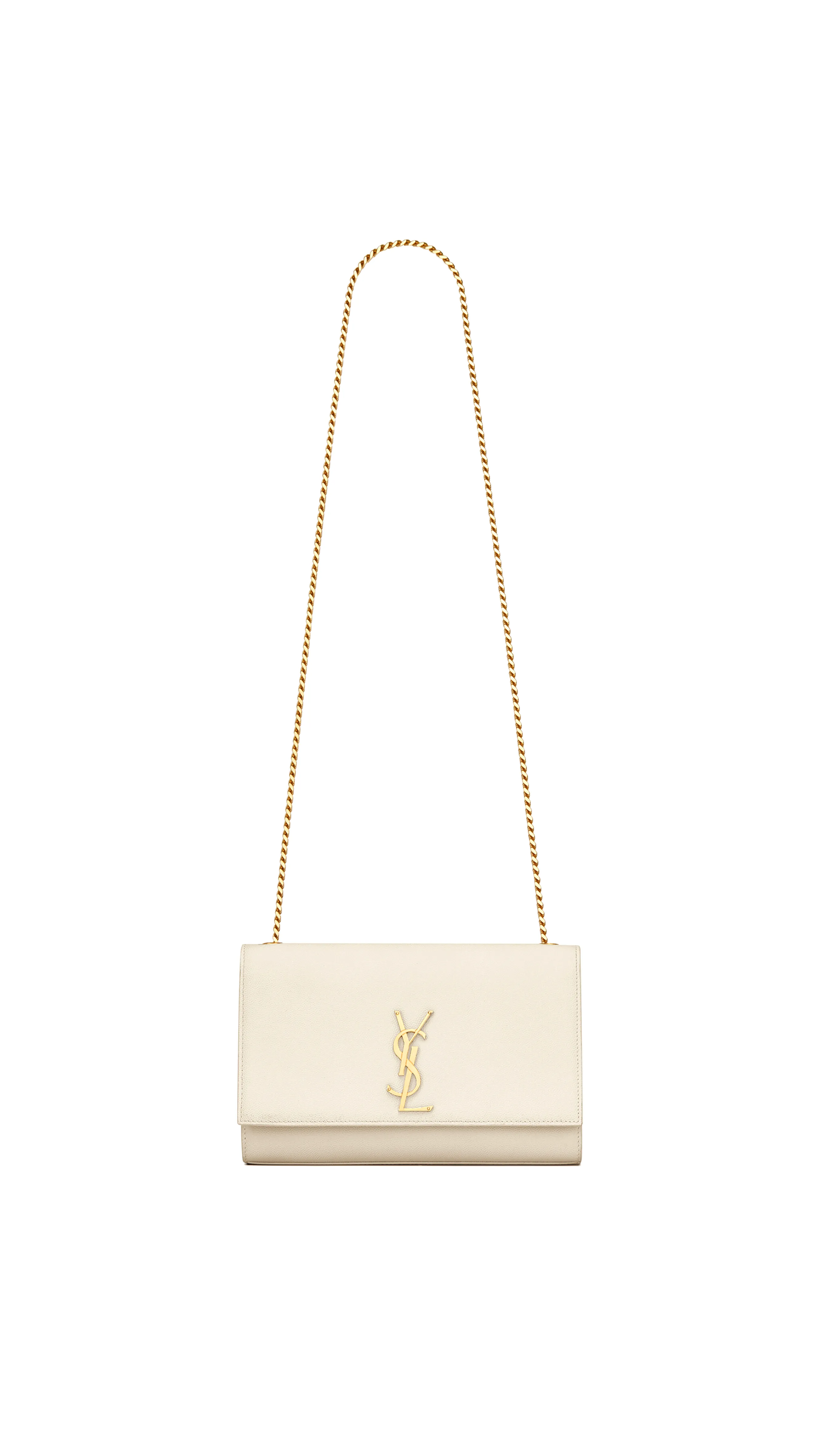 Kate Medium Bag in Grain de Poudre Embossed Leather - Blanc Vintage