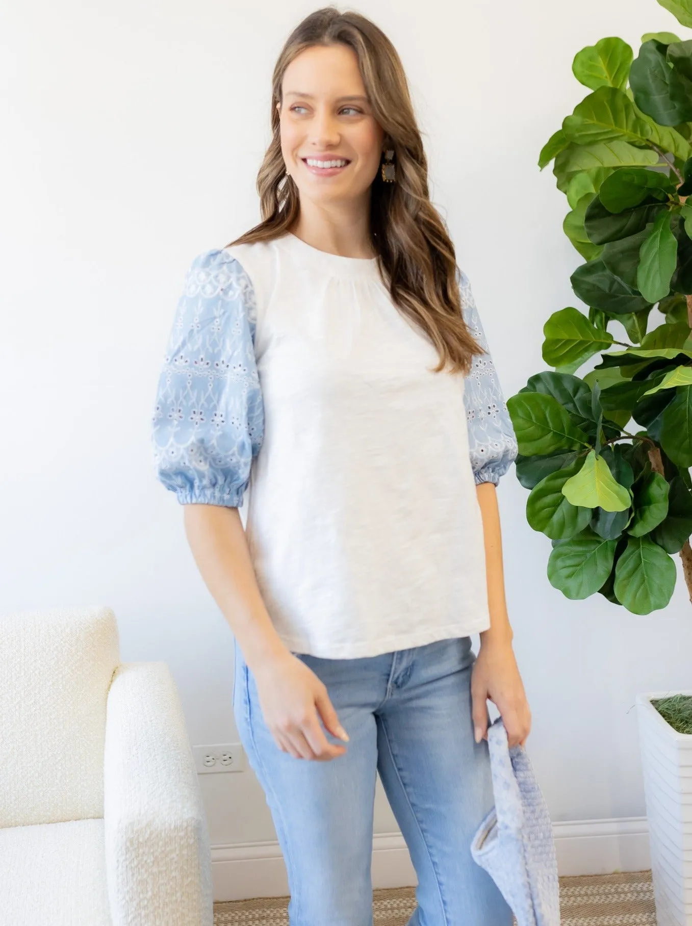 Kayla Embroidered Sleeve Top