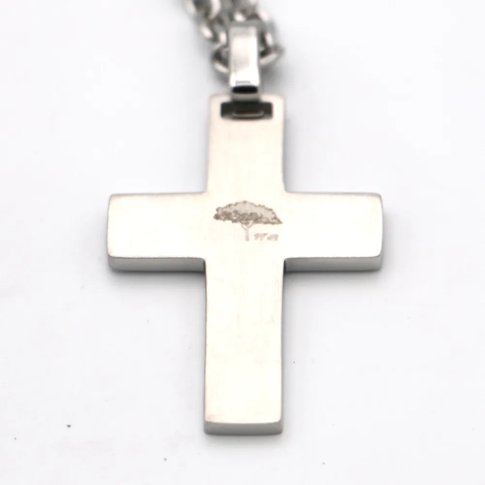 Koa Wood Inlay Cross - Stainless Steel