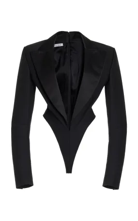 LaQuan Smith Peaked Lapel Bodysuit