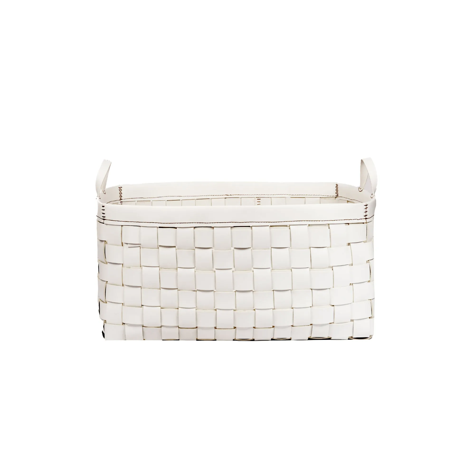 Large Basket Leather White