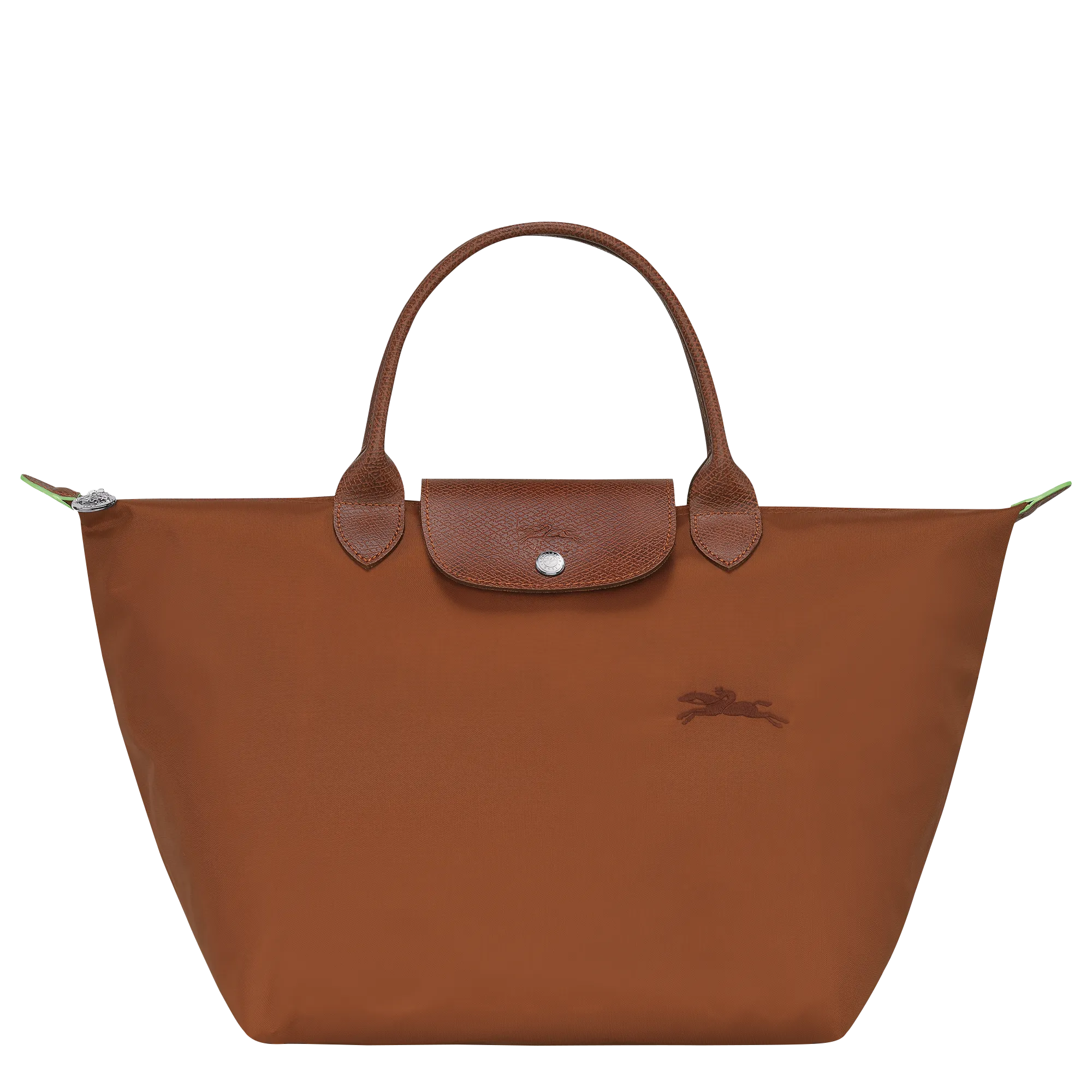 Le Pliage Green M Handbag Cognac - Recycled canvas