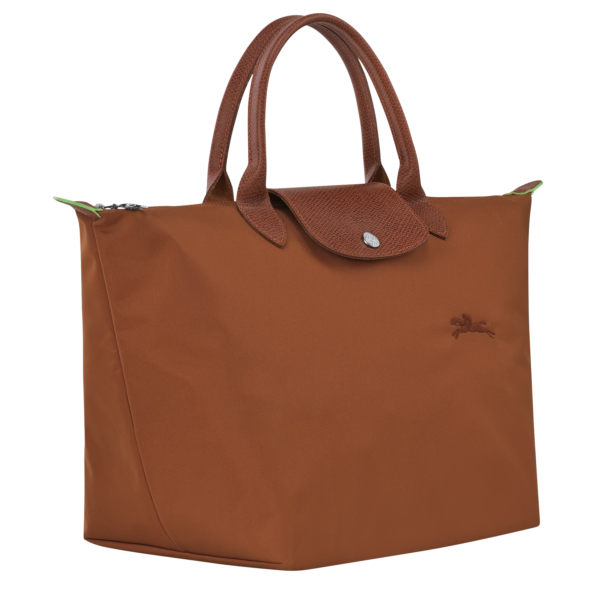 Le Pliage Green M Handbag Cognac - Recycled canvas