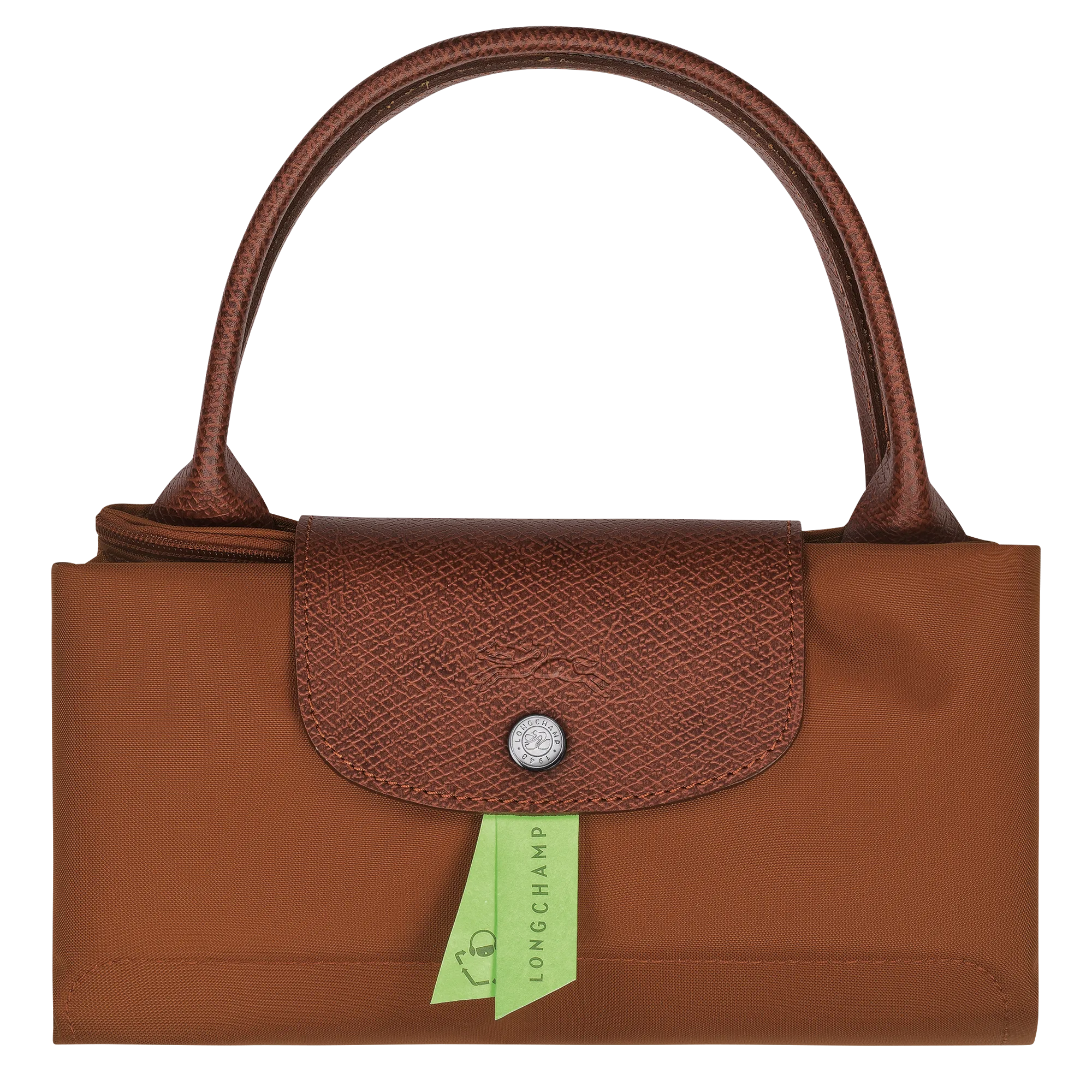 Le Pliage Green M Handbag Cognac - Recycled canvas