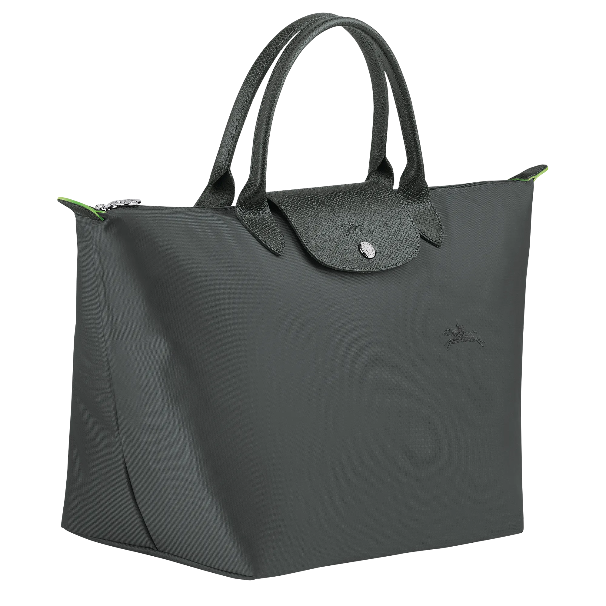 Le Pliage Green M Handbag Graphite - Recycled canvas