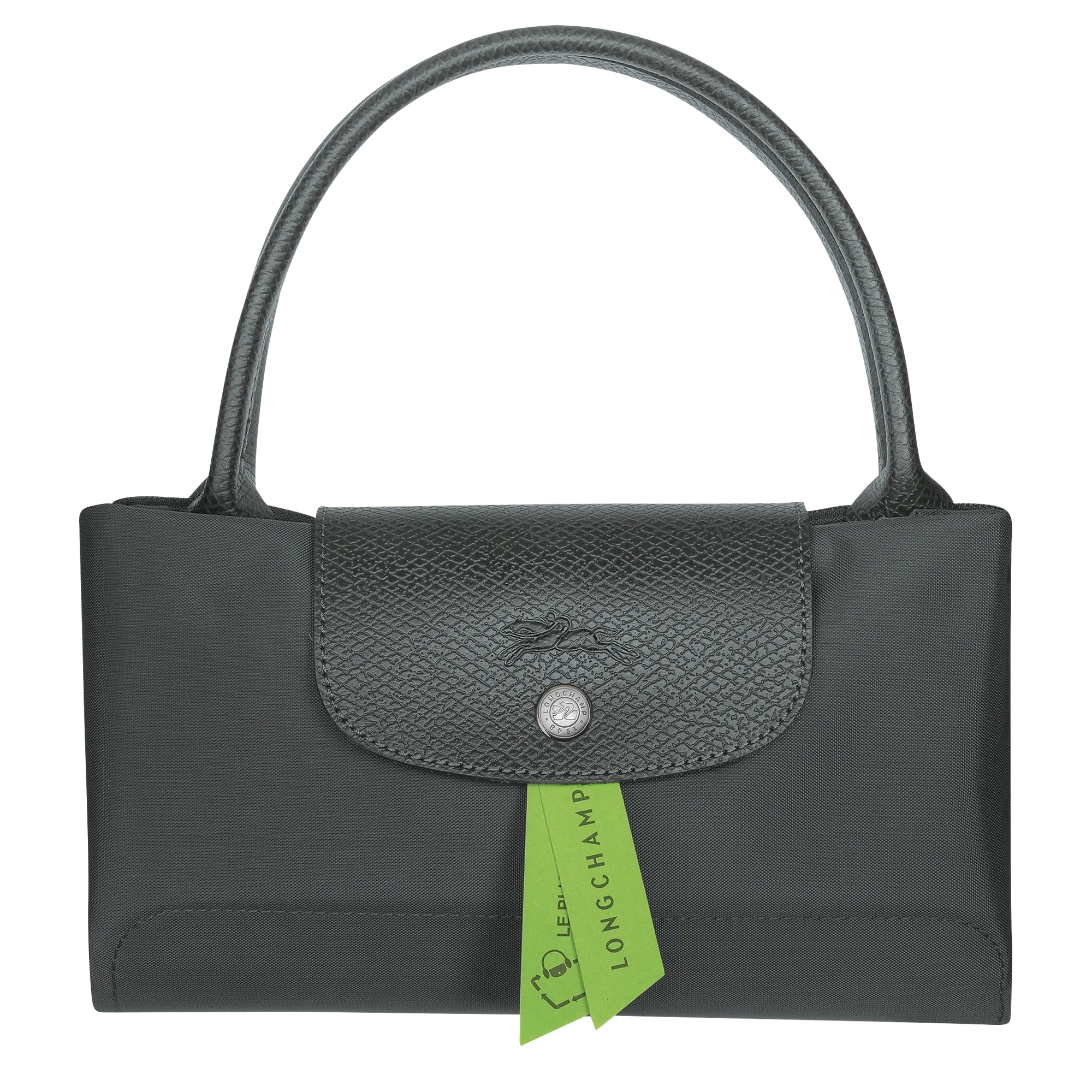 Le Pliage Green M Handbag Graphite - Recycled canvas