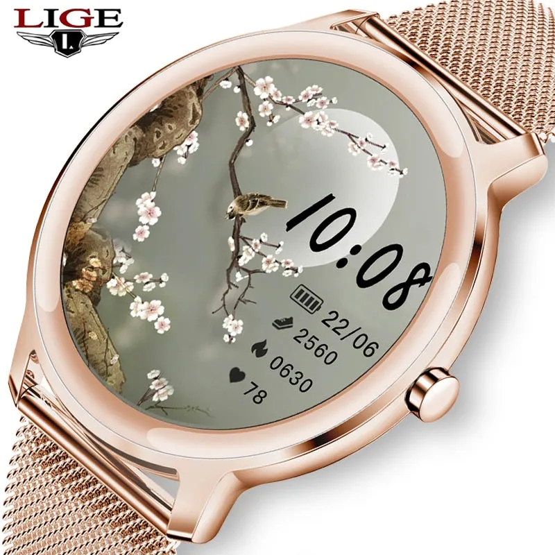 LIGE New Smart watch Ladies Full Touch Screen Sports Fitness watch