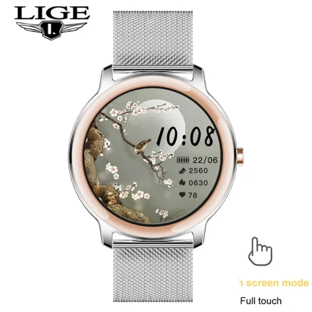 LIGE New Smart watch Ladies Full Touch Screen Sports Fitness watch