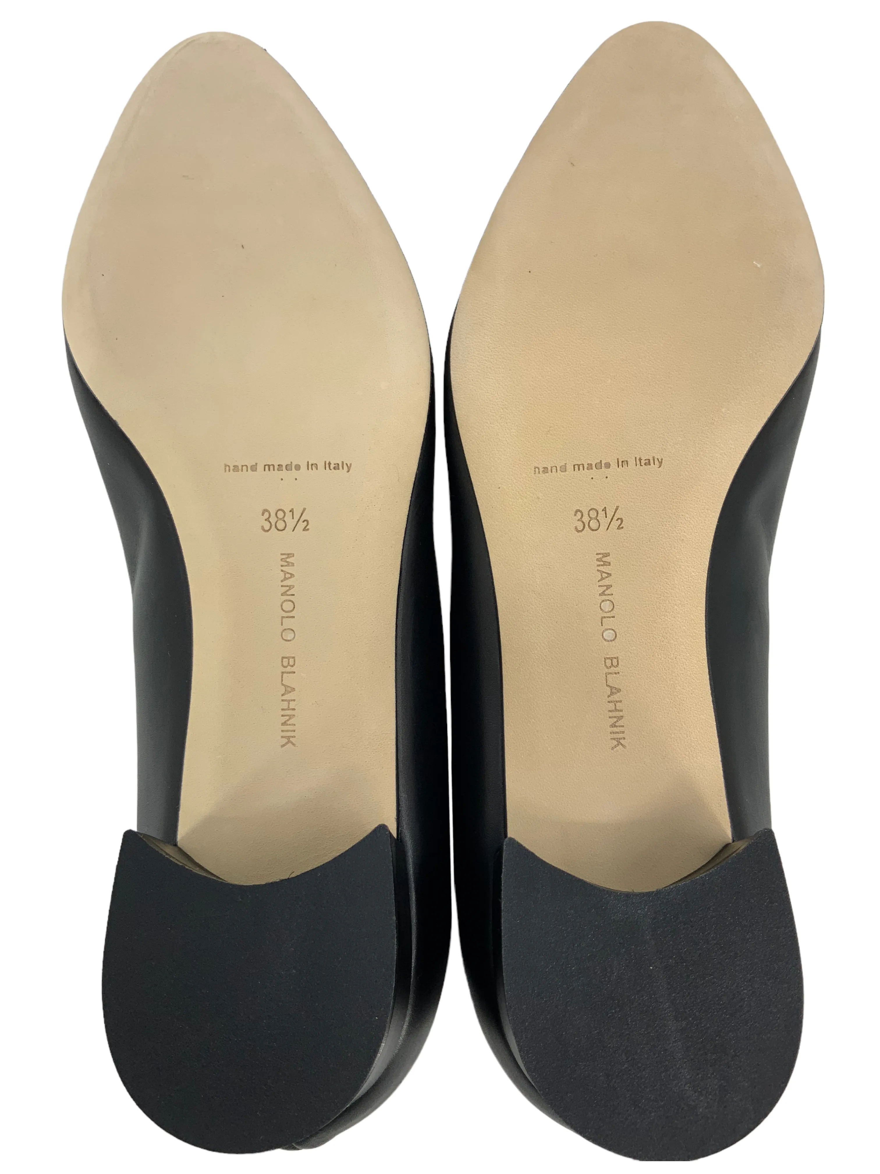 Manolo Blahnik Listony Leather Low-Heel Pumps Size 8.5