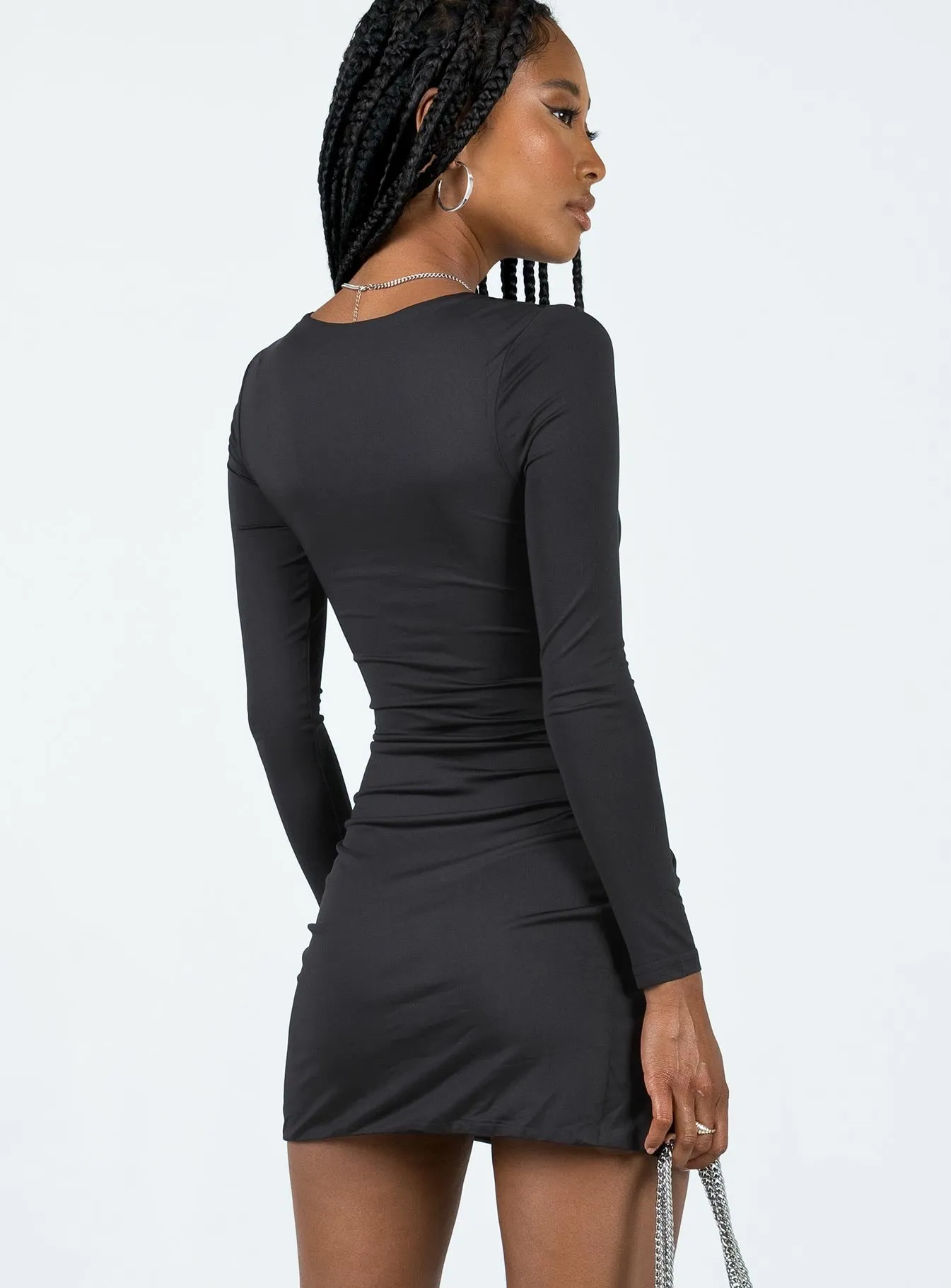 Maxam Long Sleeve Mini Dress Black