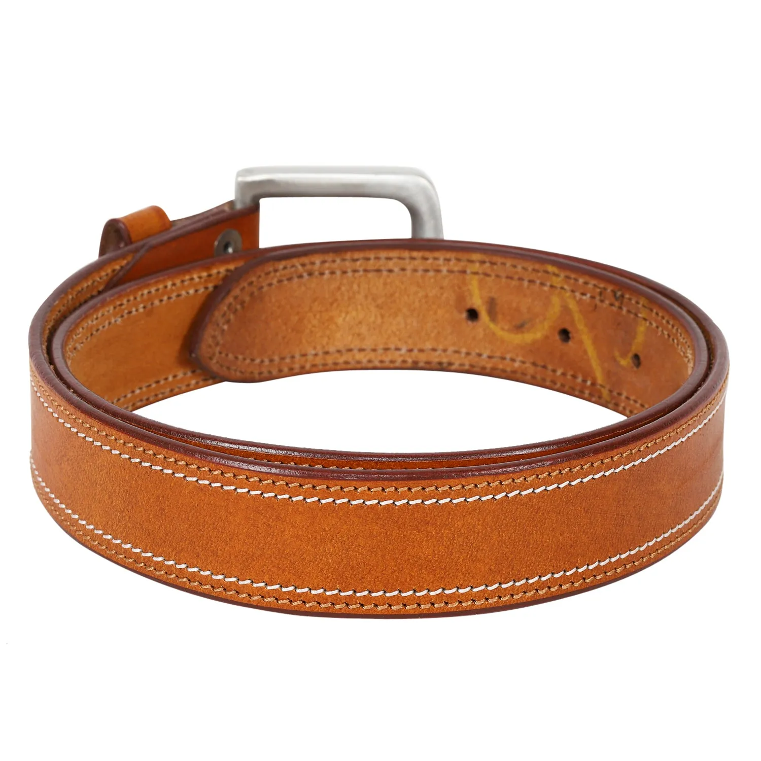 Men Leather Tan Belts With Metal Buckle