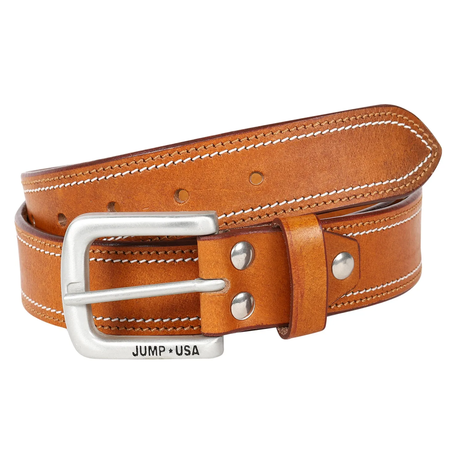 Men Leather Tan Belts With Metal Buckle