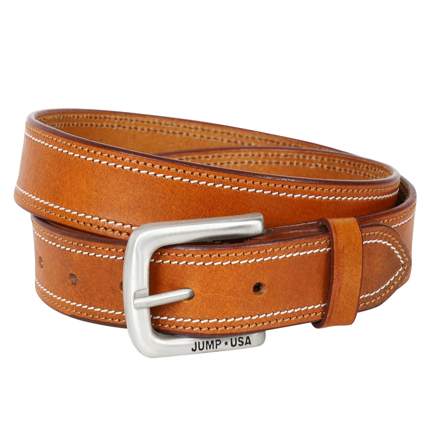 Men Leather Tan Belts With Metal Buckle