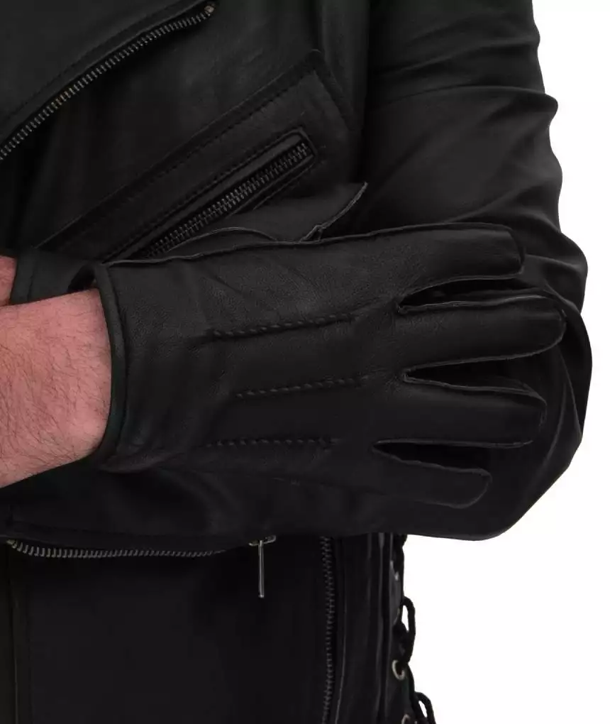 Men's Black Lined Leather Gloves