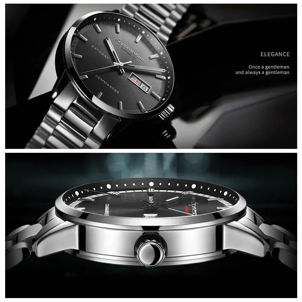 Men's Luxury Business Luminous Stainless Steel Automatic Wristwatches