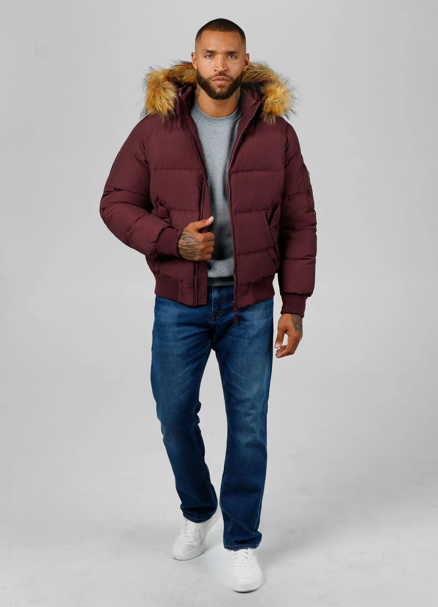 Men's winter hooded jacket Burnt