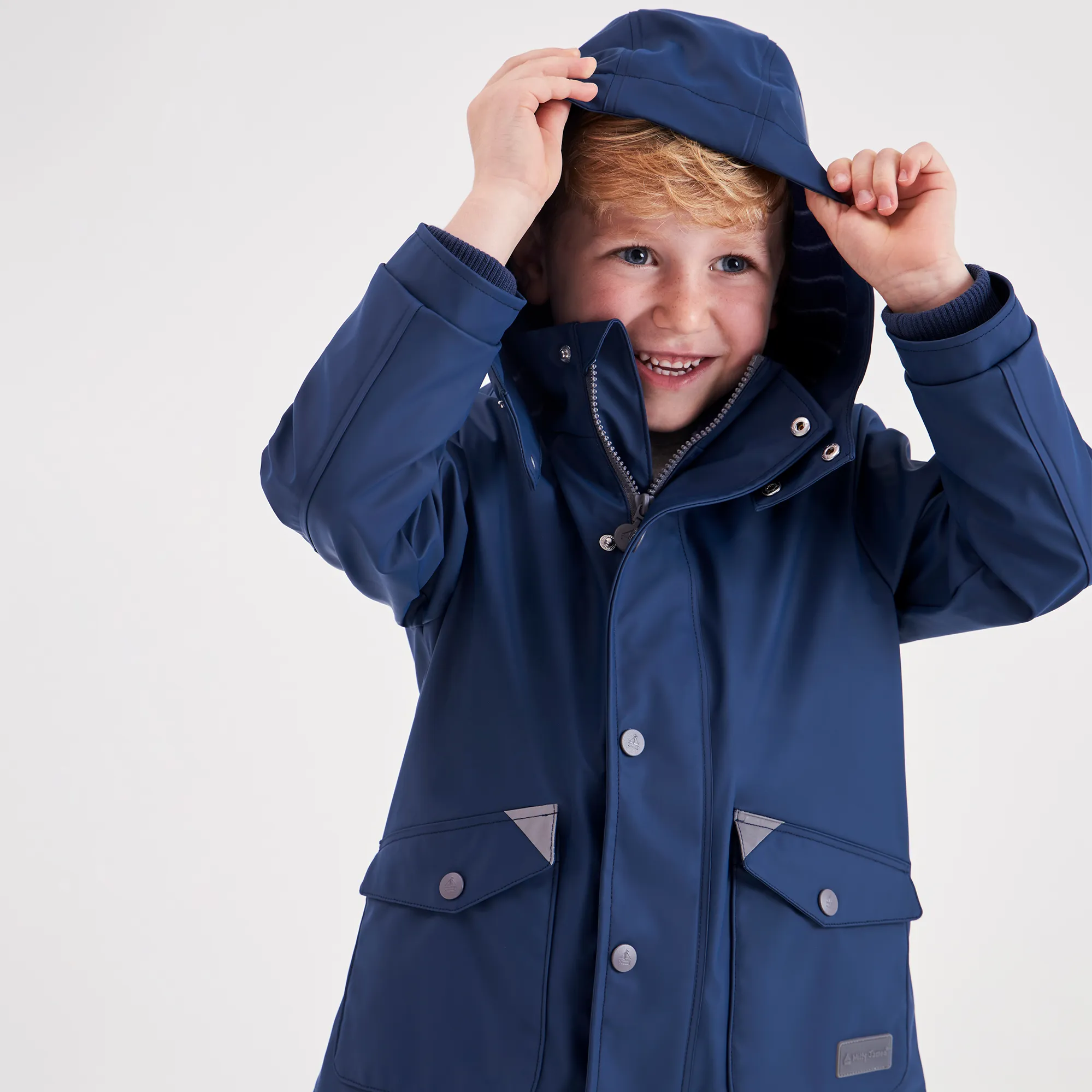 Navy Blue Hooded Waterproof Raincoat