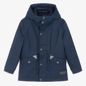 Navy Blue Hooded Waterproof Raincoat