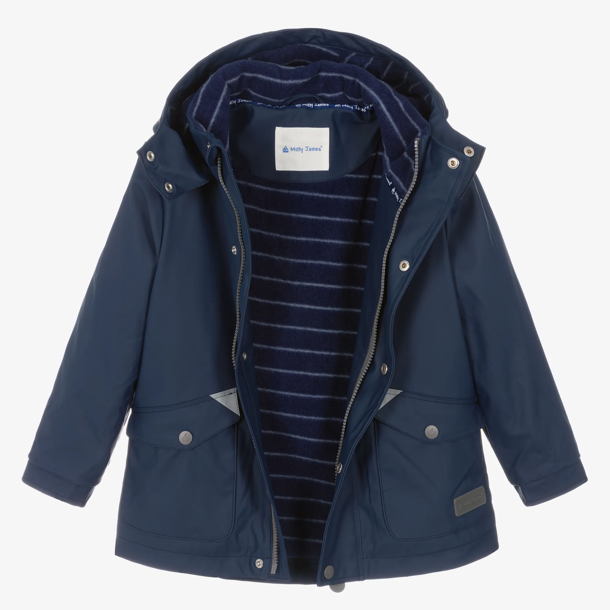 Navy Blue Hooded Waterproof Raincoat