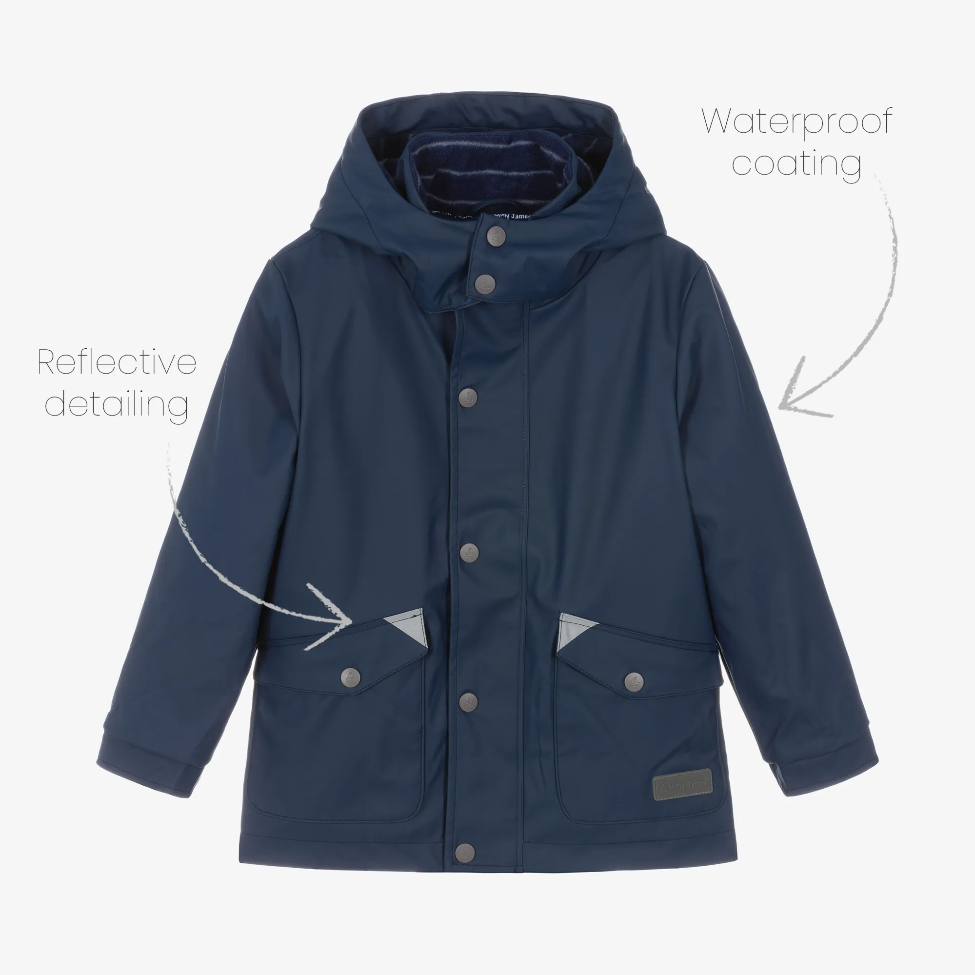 Navy Blue Hooded Waterproof Raincoat