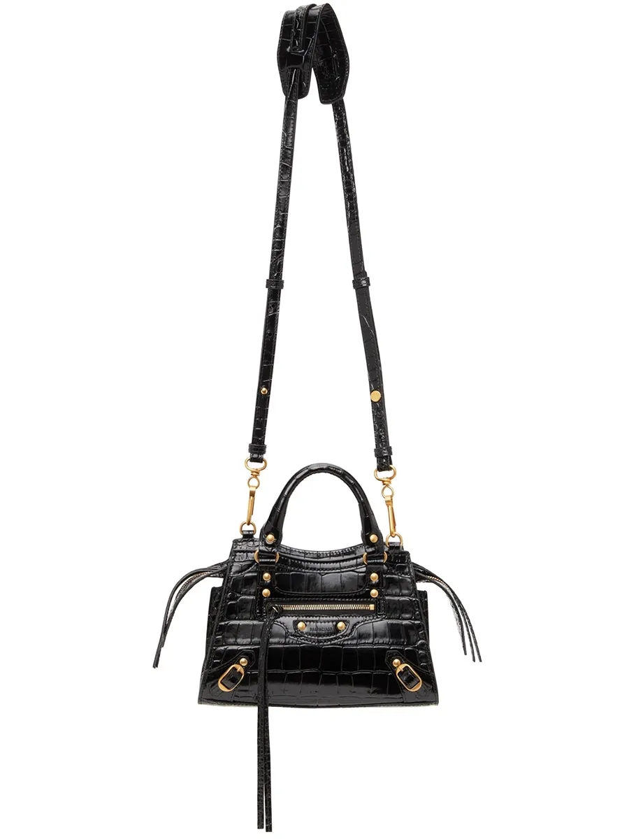 Neo Classic Handbag Crocodile Embossed in Black