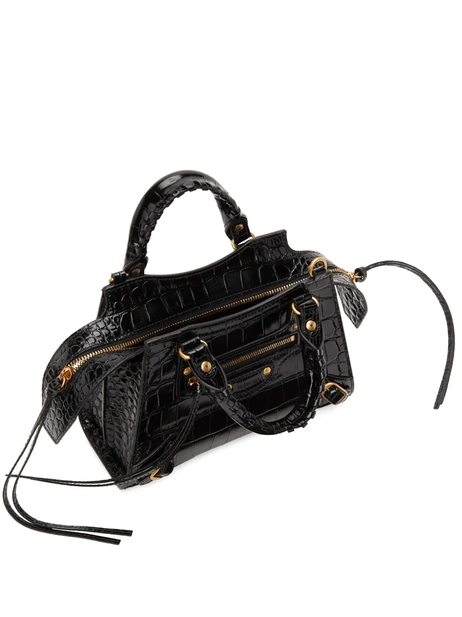 Neo Classic Handbag Crocodile Embossed in Black