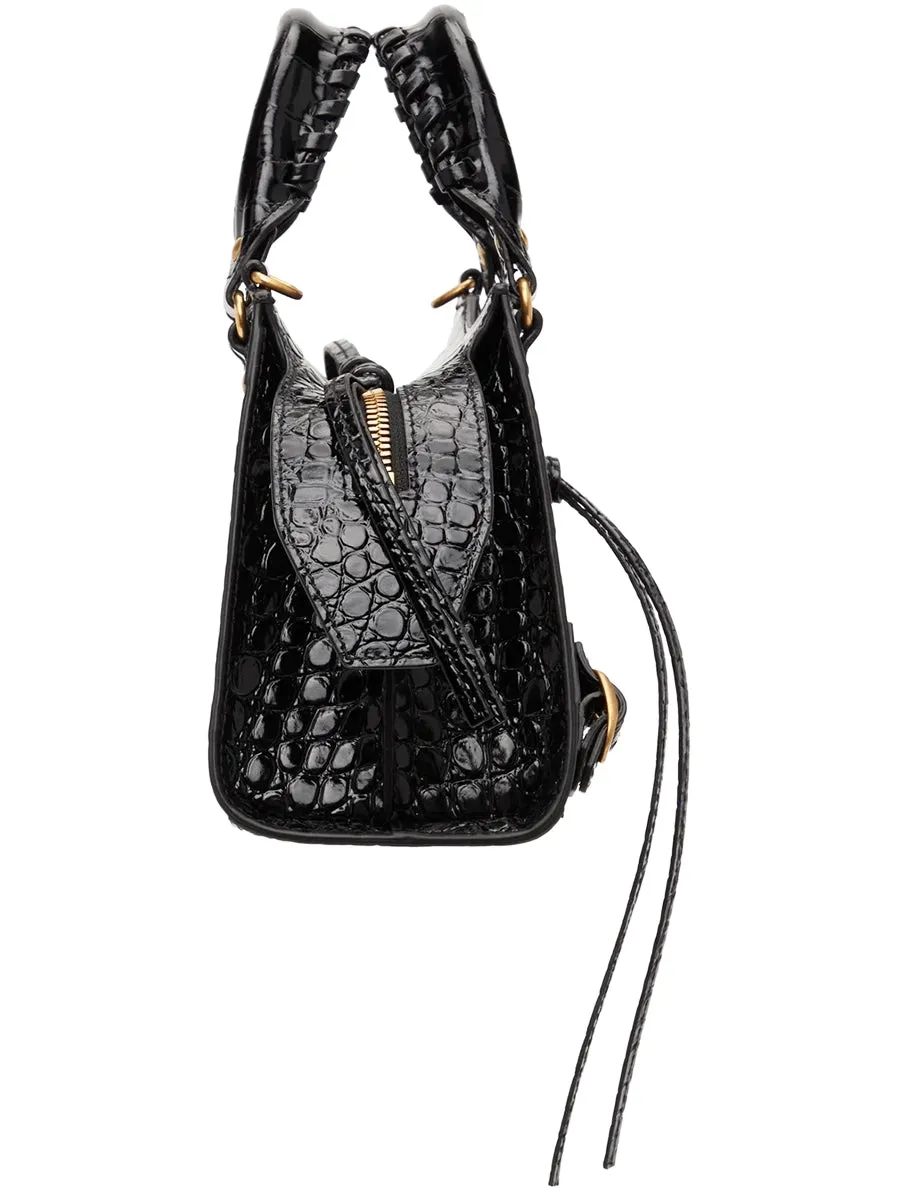 Neo Classic Handbag Crocodile Embossed in Black