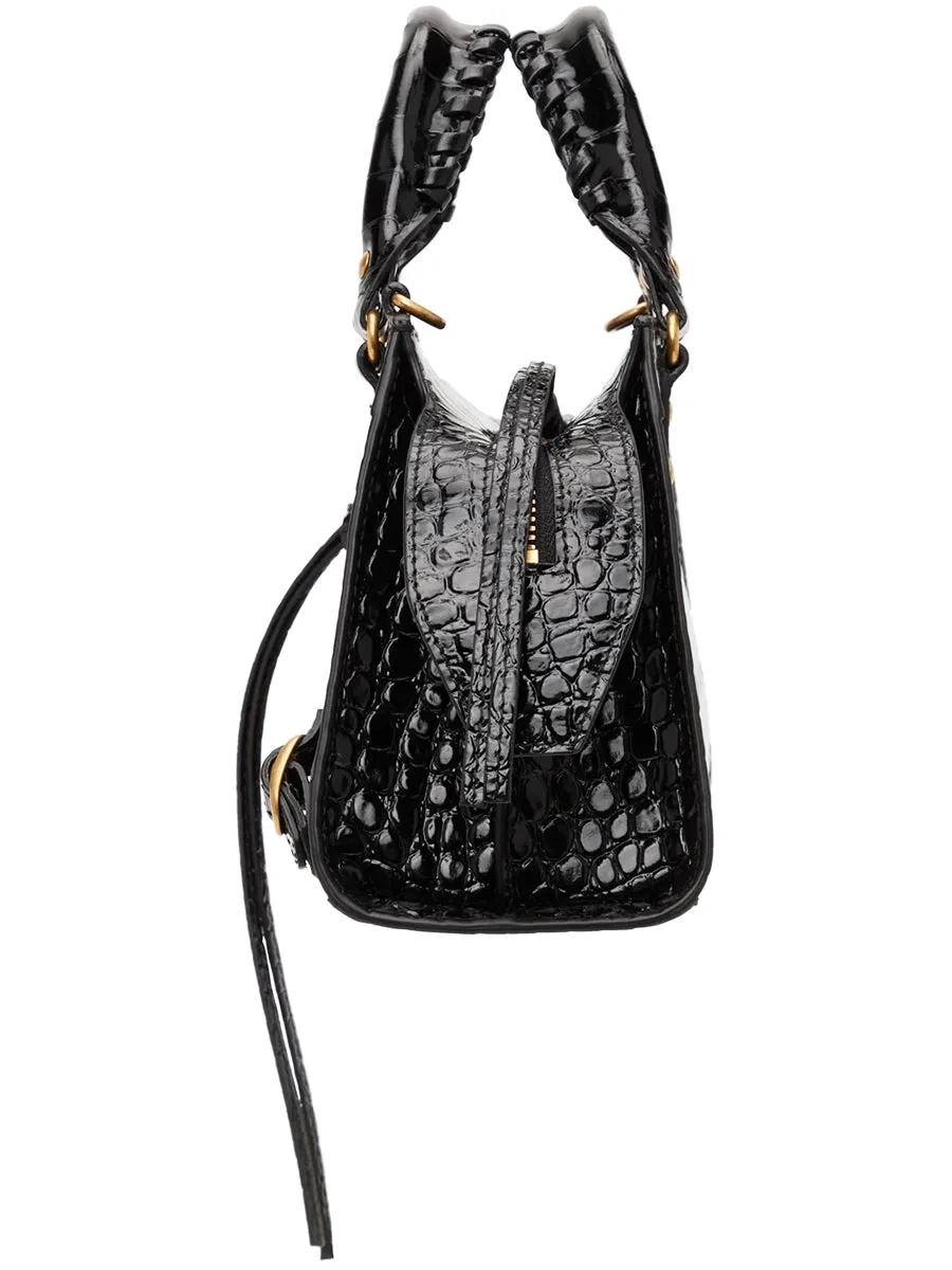 Neo Classic Handbag Crocodile Embossed in Black