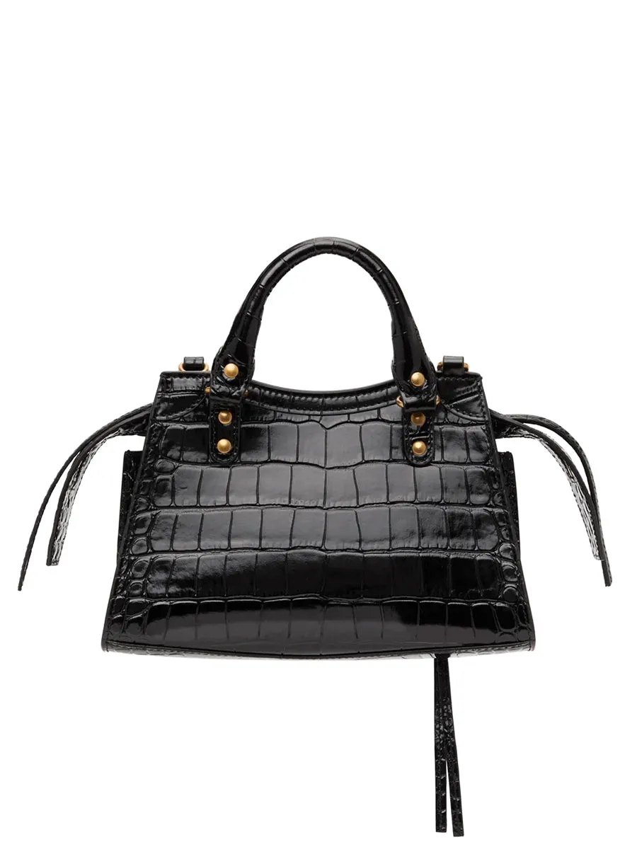 Neo Classic Handbag Crocodile Embossed in Black