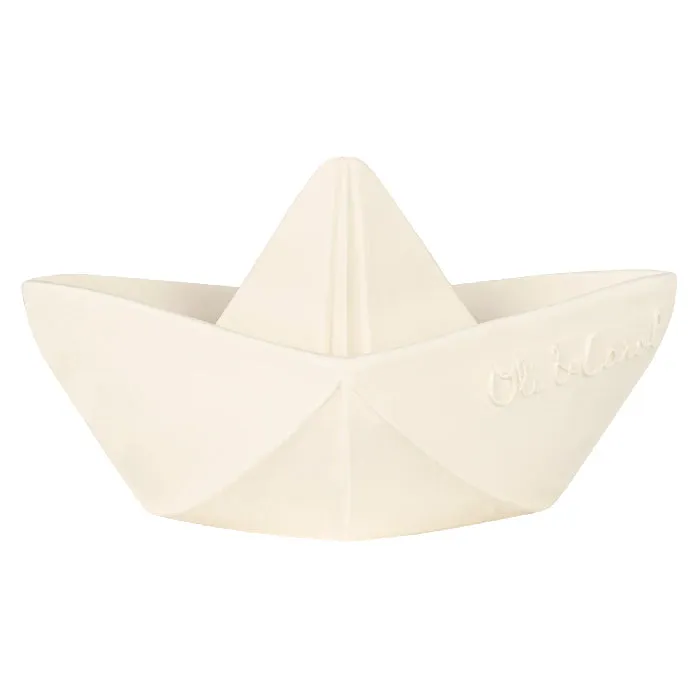 Oli&Carol Natural Rubber Bath Toy Origami Boat White