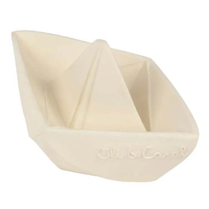 Oli&Carol Natural Rubber Bath Toy Origami Boat White