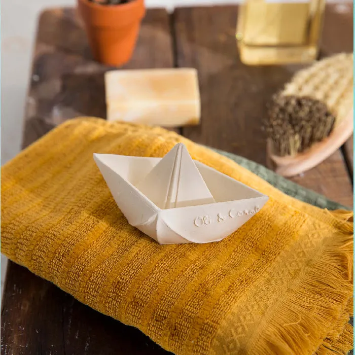 Oli&Carol Natural Rubber Bath Toy Origami Boat White