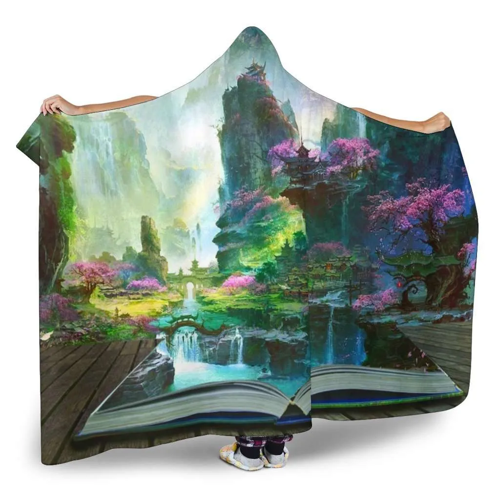 open book fantasy hooded blanket