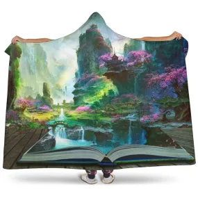 open book fantasy hooded blanket