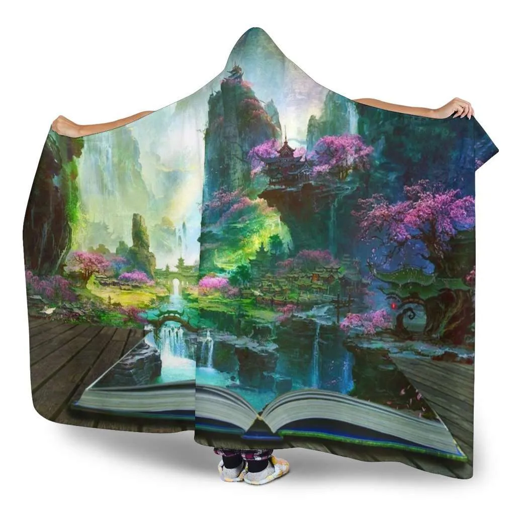 open book fantasy hooded blanket