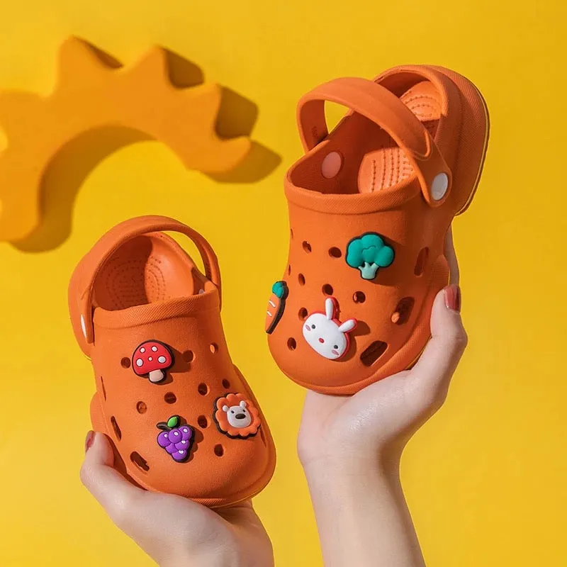 Orange Kid Clogs