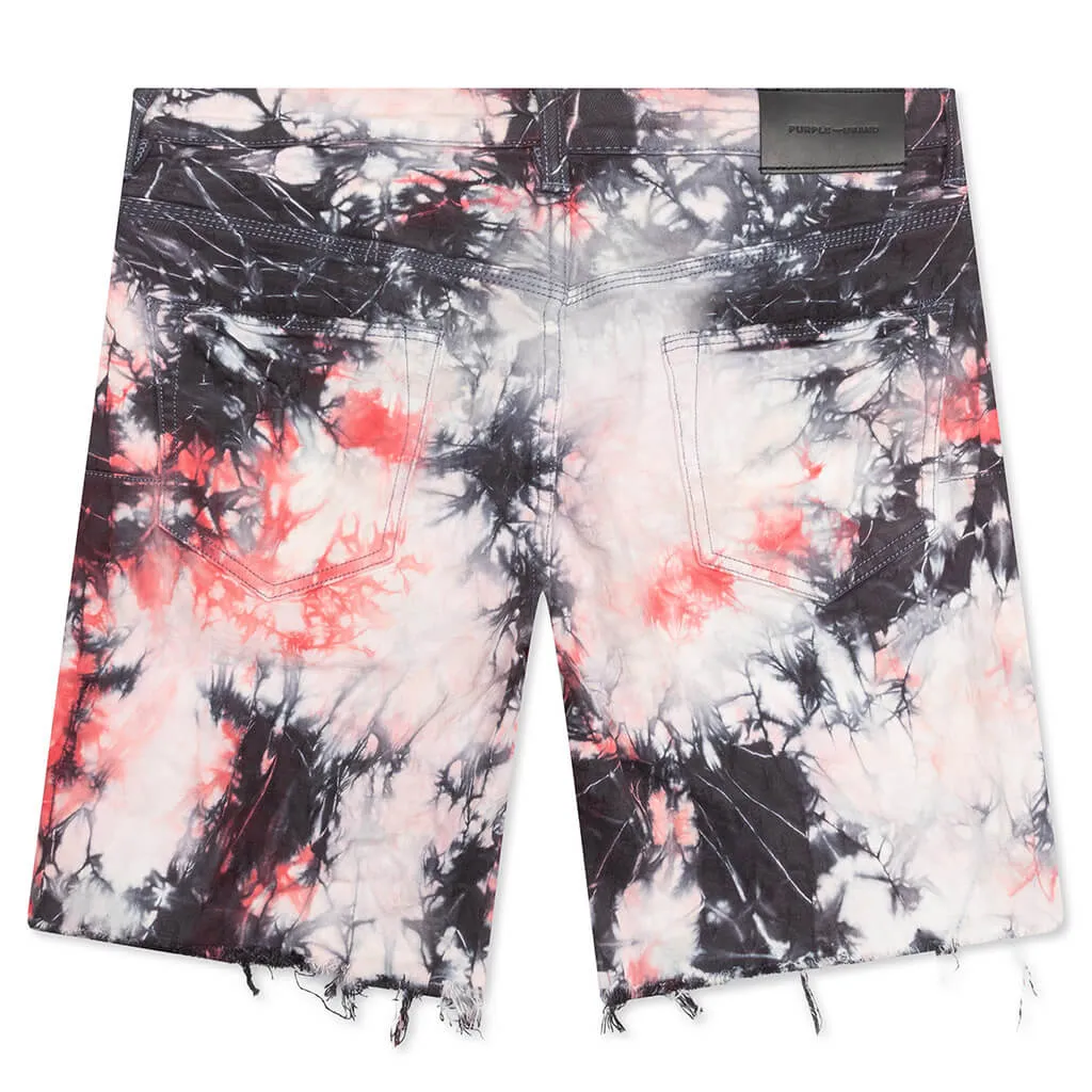 P020 - Red Black TieDye Jaquard Monogram Shorts