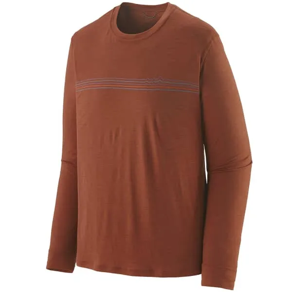 PATAGONIA-M'S L/S CAP COOL MERINO GRAPHIC SHIRT FITZ ROY FADER SISU BROWN  - Hiking T-shirt