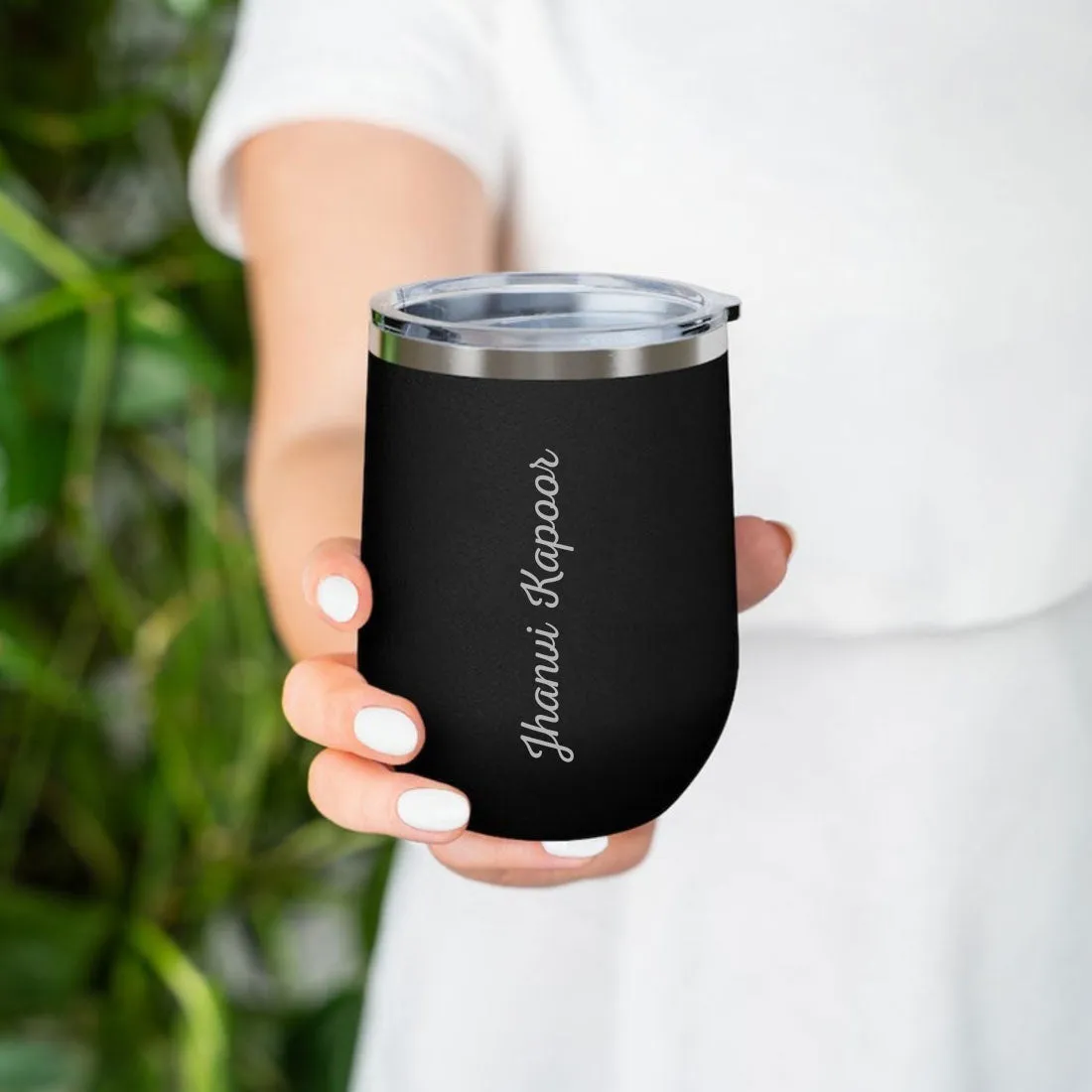 Personalised Travel Coffee Mug Insulated With Lid for Travelling Portable Cup (350 ML) - Full Name