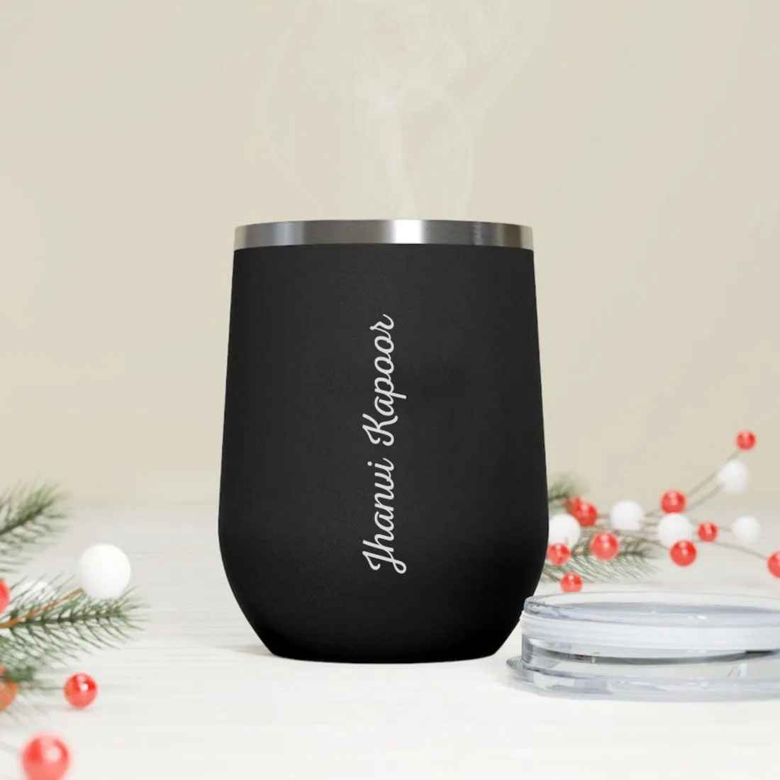 Personalised Travel Coffee Mug Insulated With Lid for Travelling Portable Cup (350 ML) - Full Name