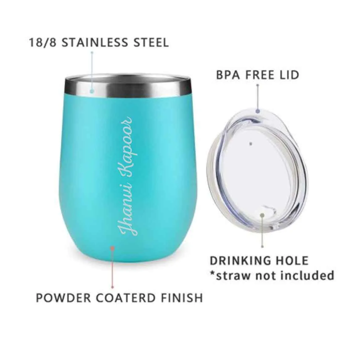 Personalised Travel Coffee Mug Insulated With Lid for Travelling Portable Cup (350 ML) - Full Name