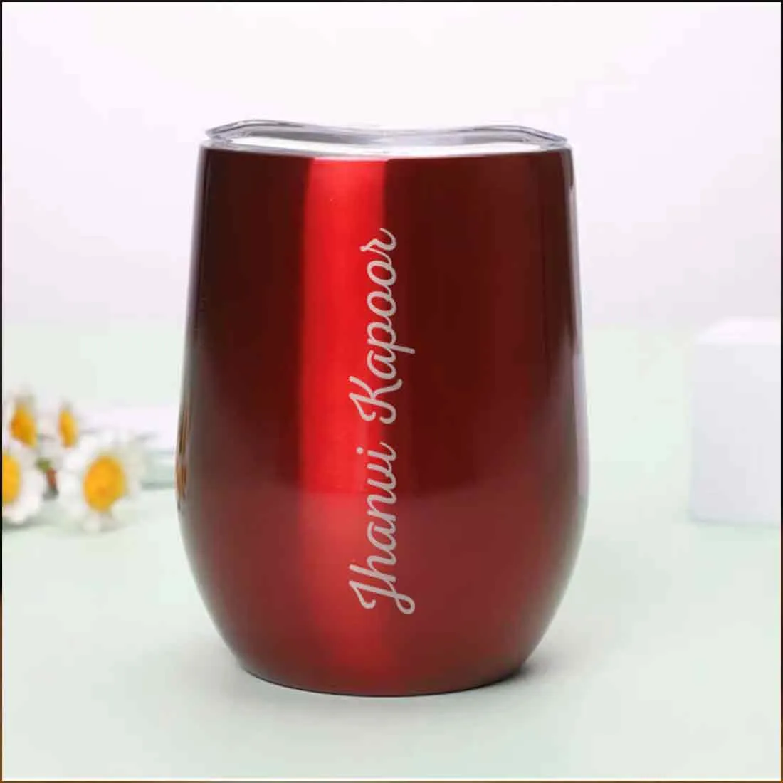 Personalised Travel Coffee Mug Insulated With Lid for Travelling Portable Cup (350 ML) - Full Name