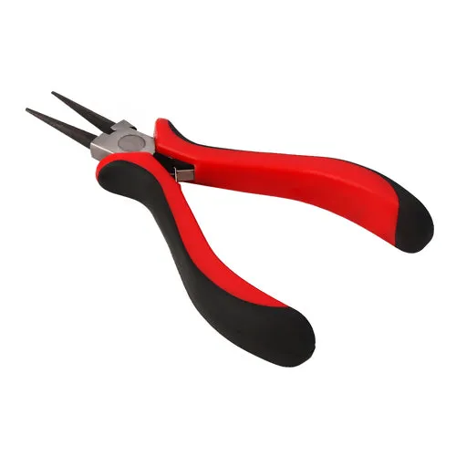 Pliers, Carbon Steel Jewelry Pliers, Round Nose, Black And Red, 13cm