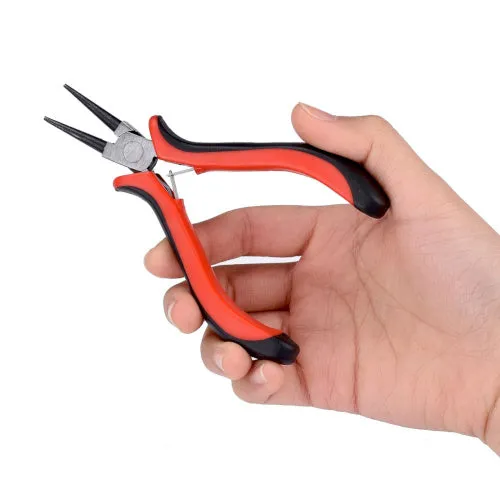 Pliers, Carbon Steel Jewelry Pliers, Round Nose, Black And Red, 13cm